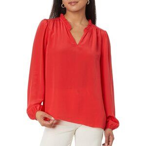Lilly Pulitzer Giana Long Sleeve Silk Top Red